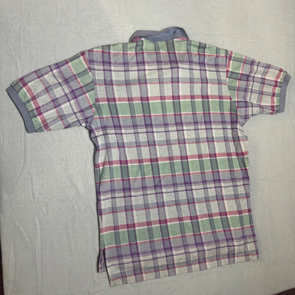 Vintage Polo Ralph Lauren Mens Polo Shirt L Purple Plaid Excellent USA Made - Picture 7 of 8